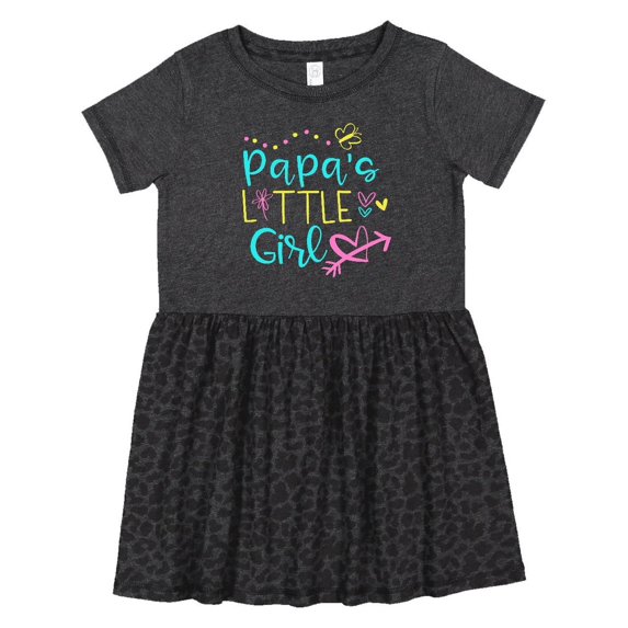 Inktastic Papa's Little Girl with Hearts Flower and Butterfly Girls Toddler Dress