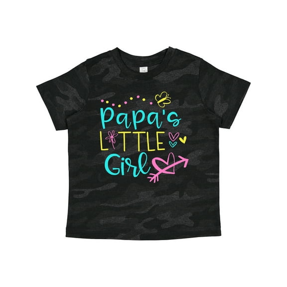 Inktastic Papa's Little Girl with Hearts Flower and Butterfly Girls Toddler T-Shirt