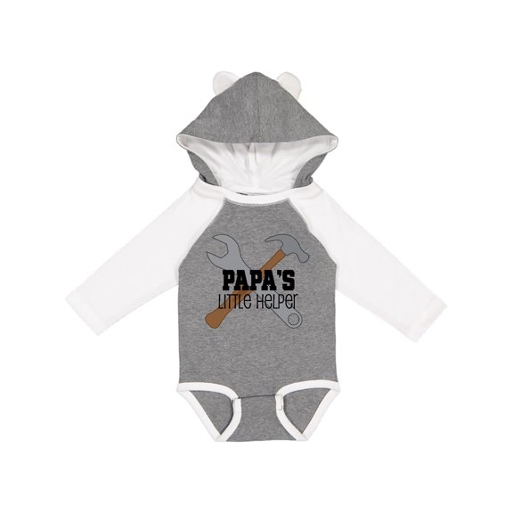 Inktastic Papa's Little Helper Boys Long Sleeve Baby Bodysuit