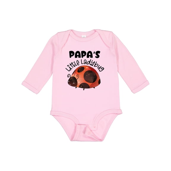 Inktastic Papa's Little Ladybug Boys or Girls Long Sleeve Baby Bodysuit