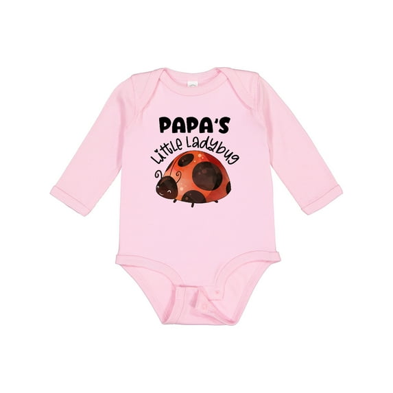 Inktastic Papa's Little Ladybug Boys or Girls Long Sleeve Baby Bodysuit