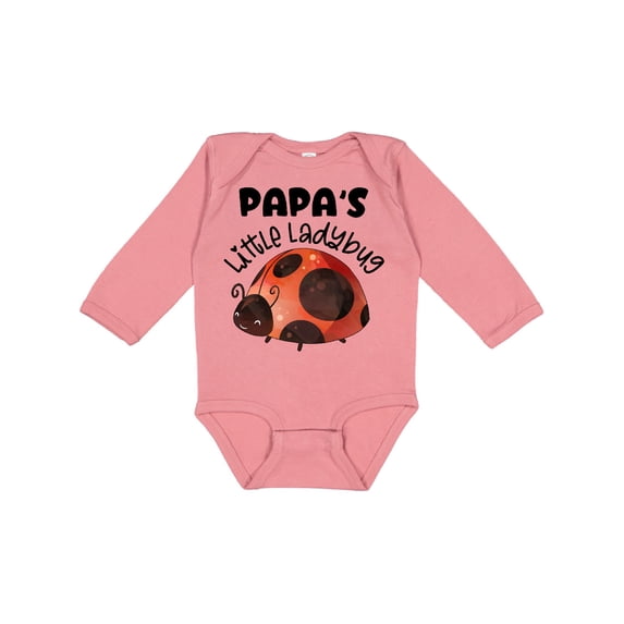 Inktastic Papa's Little Ladybug Boys or Girls Long Sleeve Baby Bodysuit