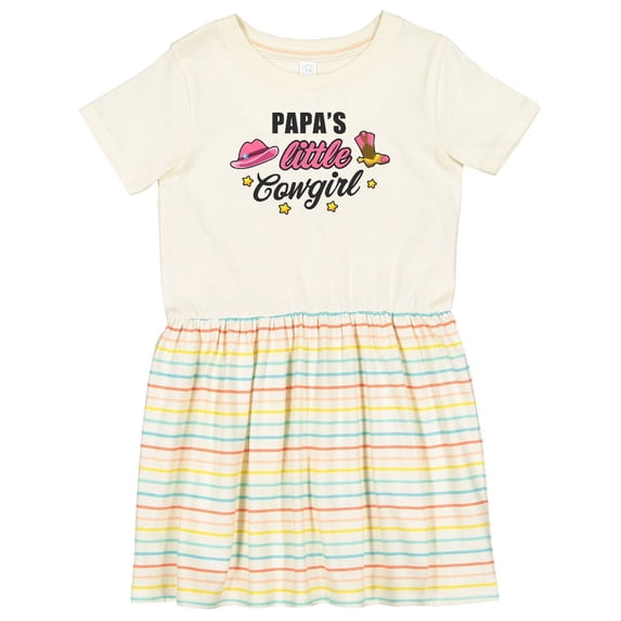 Inktastic Papas Little Cowgirl with Cowgirl Hat and Boots Girls Toddler Dress