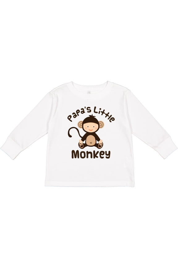 Papas Little Monkey Boys Funny Boys or Girls Long Sleeve Toddler T-Shirt