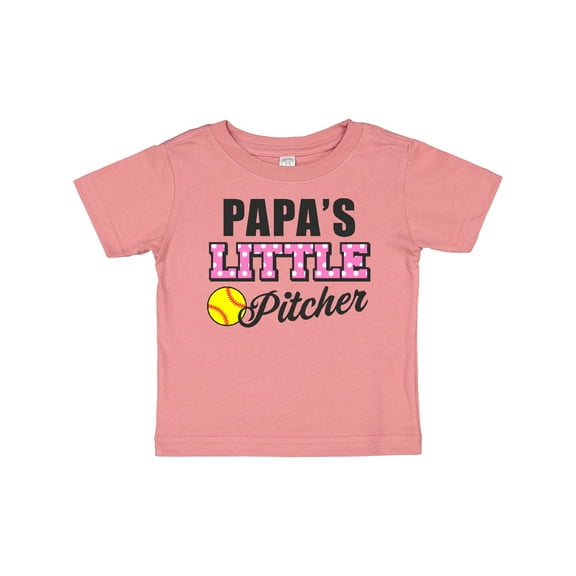 Inktastic Papas Little Pitcher Softball Girls Baby T-Shirt