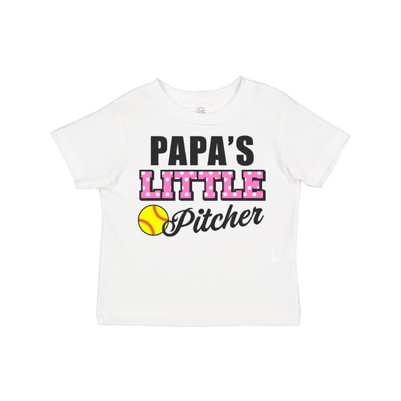 Inktastic Papas Little Pitcher Softball Girls Toddler T-Shirt