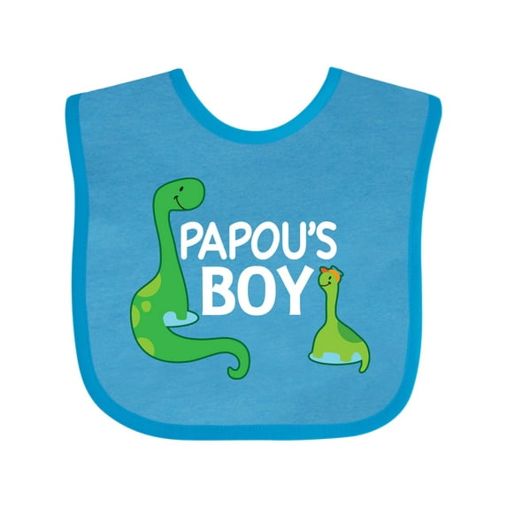 Inktastic Papou's Boy Grandson Dinosaur Boys Baby Bib