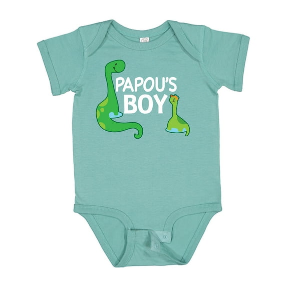 Inktastic Papou's Boy Grandson Dinosaur Boys Baby Bodysuit