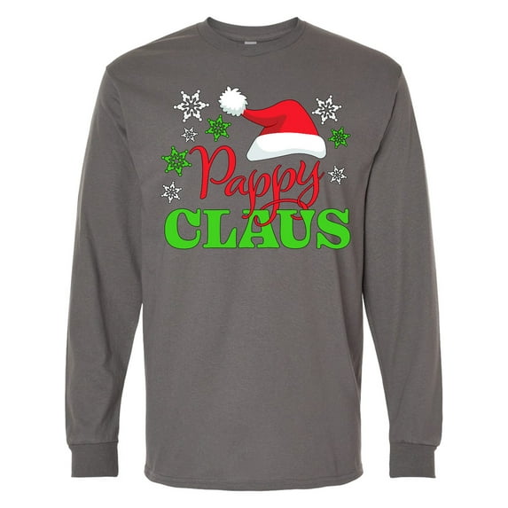 Inktastic Pappy Claus with Christmas Santa Hat and Snowflakes Long Sleeve T-Shirt