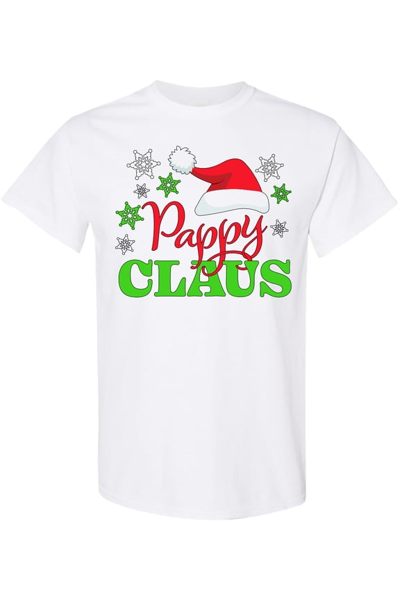 Pappy Claus with Christmas Santa Hat and Snowflakes T-Shirt