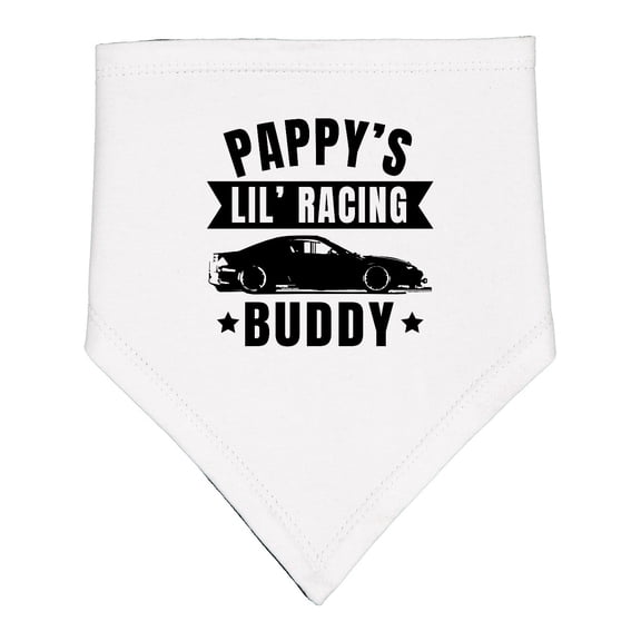 Inktastic Pappy's Lil' Racing Buddy with Car Silhouette Baby Bandana Bib