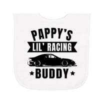 Inktastic Pappy's Lil' Racing Buddy with Car Silhouette Baby Terry Cloth Bib