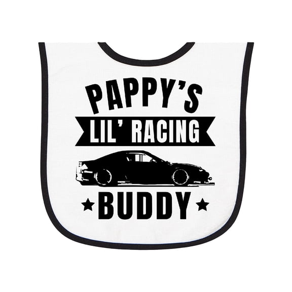 Inktastic Pappy's Lil' Racing Buddy with Car Silhouette Baby Terry Cloth Bib