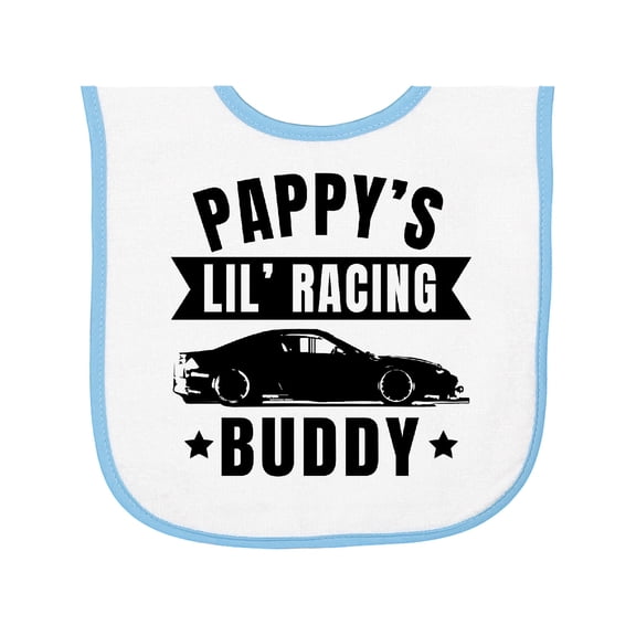 Inktastic Pappy's Lil' Racing Buddy with Car Silhouette Baby Terry Cloth Bib