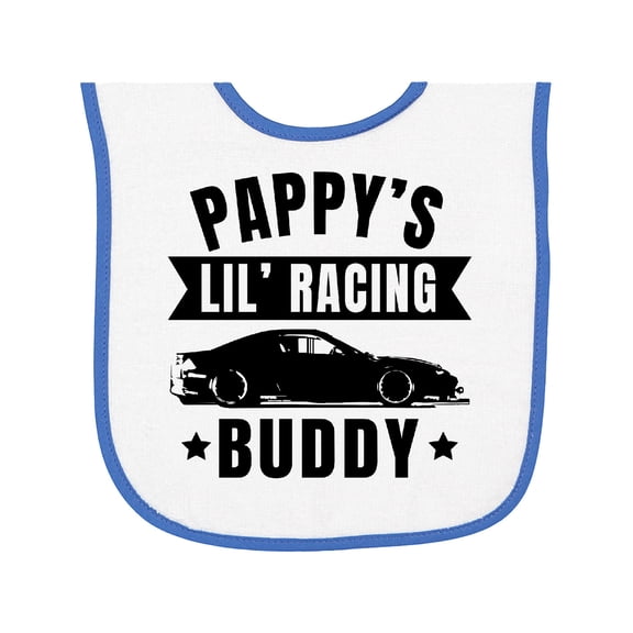 Inktastic Pappy's Lil' Racing Buddy with Car Silhouette Baby Terry Cloth Bib