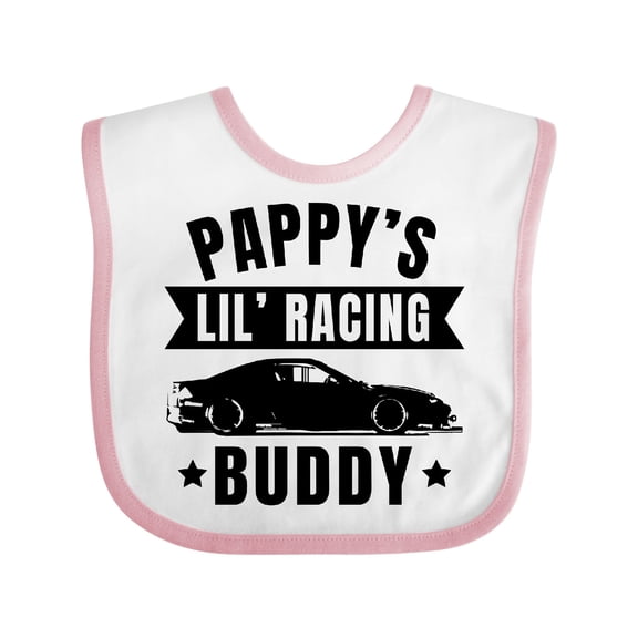 Inktastic Pappy's Lil' Racing Buddy with Car Silhouette Boys or Girls Baby Bib