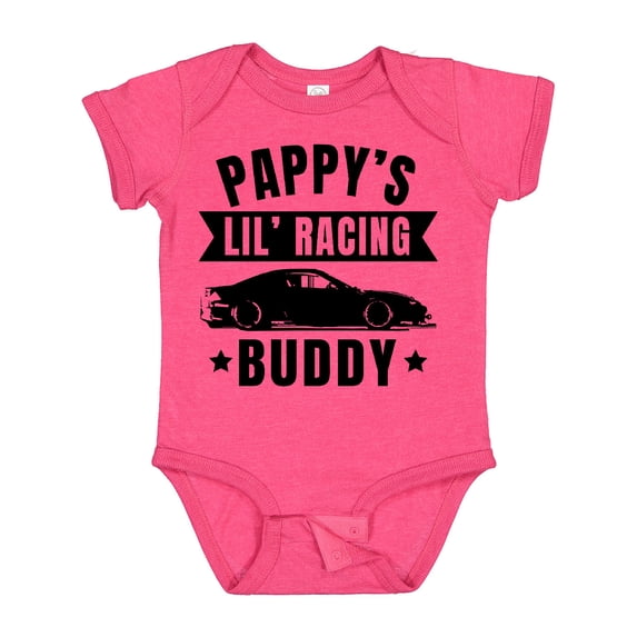 Inktastic Pappy's Lil' Racing Buddy with Car Silhouette Boys or Girls Baby Bodysuit