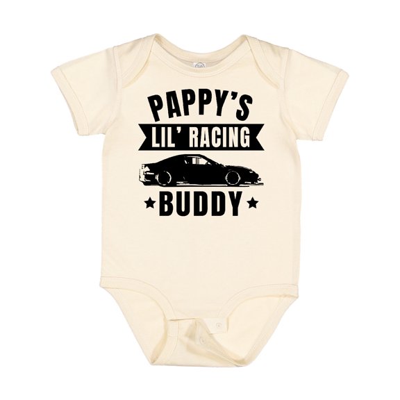 Inktastic Pappy's Lil' Racing Buddy with Car Silhouette Boys or Girls Baby Bodysuit