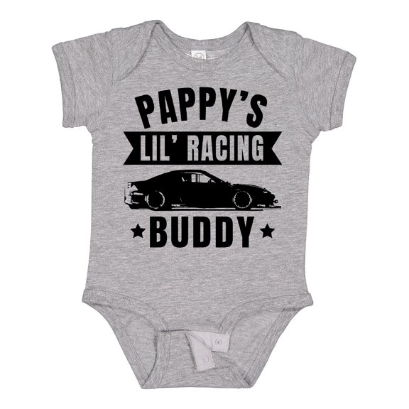 Inktastic Pappy's Lil' Racing Buddy with Car Silhouette Boys or Girls Baby Bodysuit