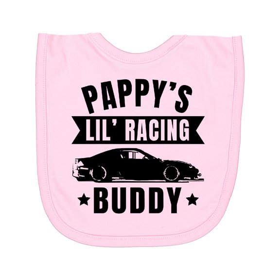 Inktastic Pappy's Lil' Racing Buddy with Car Silhouette Newborn Bib