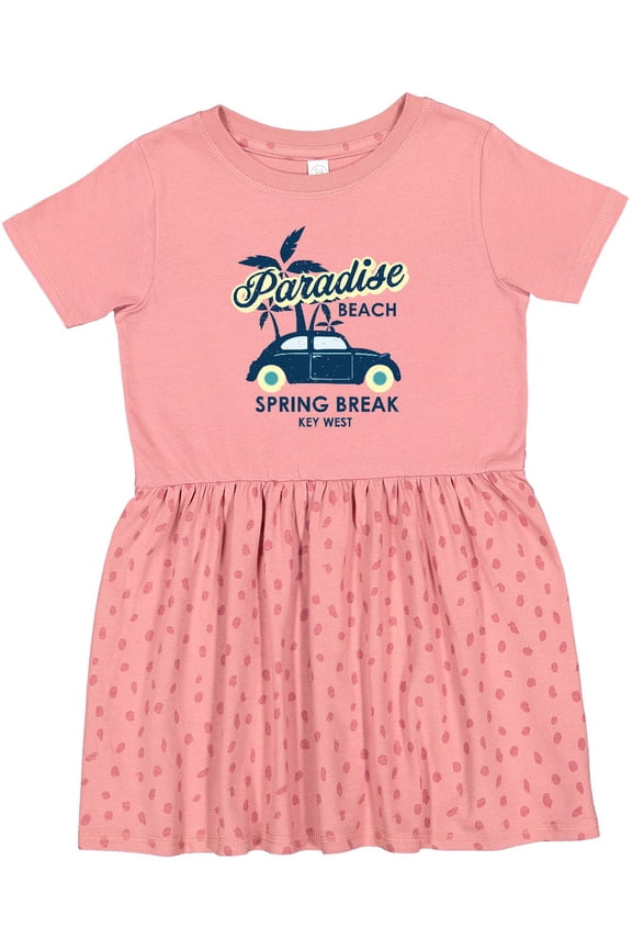 Paradise Beach Spring Break Key West with Palm Trees and Car Girls Toddler Dress