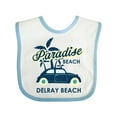 thumbnail image 1 of Inktastic Paradise Beach in Delray Beach with Palm Trees and Car Boys or Girls Baby Bib, 1 of 4
