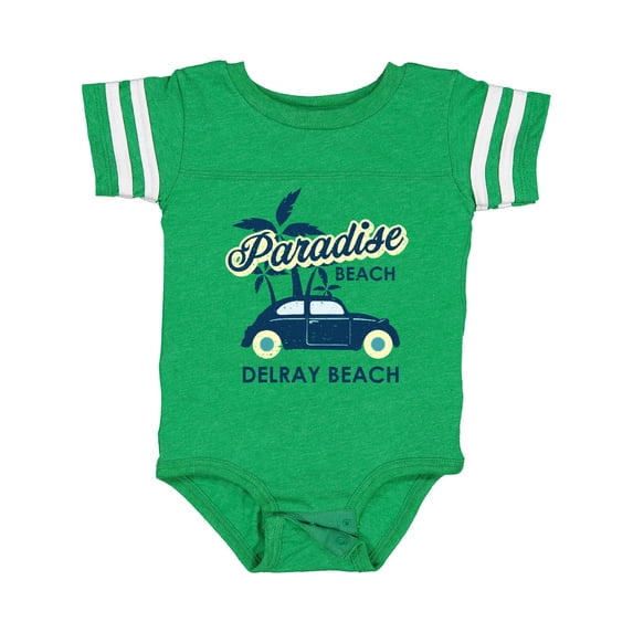 Inktastic Paradise Beach in Delray Beach with Palm Trees and Car Boys or Girls Baby Bodysuit