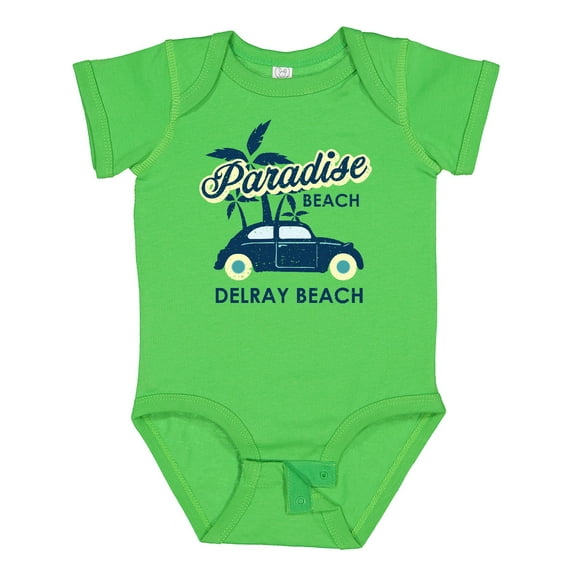 Inktastic Paradise Beach in Delray Beach with Palm Trees and Car Boys or Girls Baby Bodysuit