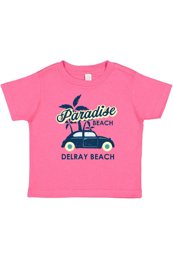 Paradise Beach in Delray Beach with Palm Trees and Car Boys or Girls Baby T-Shirt