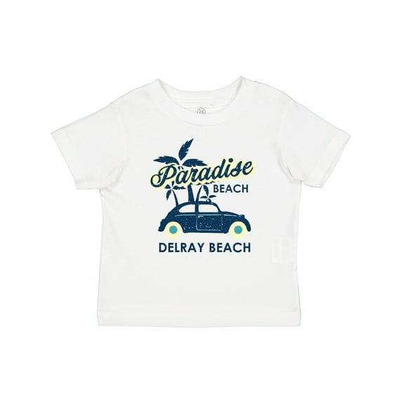 Inktastic Paradise Beach in Delray Beach with Palm Trees and Car Boys or Girls Baby T-Shirt
