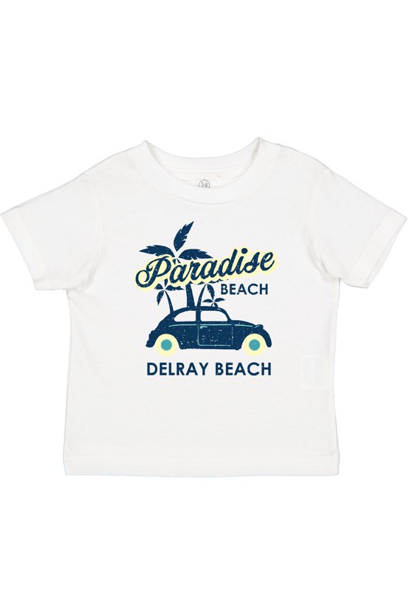 Paradise Beach in Delray Beach with Palm Trees and Car Boys or Girls Baby T-Shirt