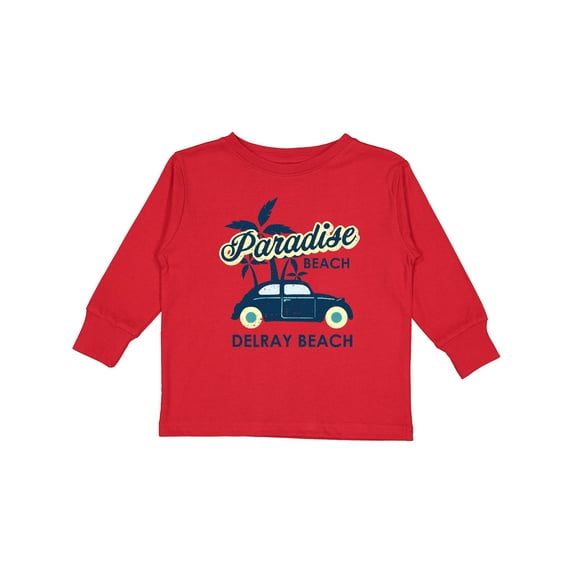 Inktastic Paradise Beach in Delray Beach with Palm Trees and Car Boys or Girls Long Sleeve Toddler T-Shirt