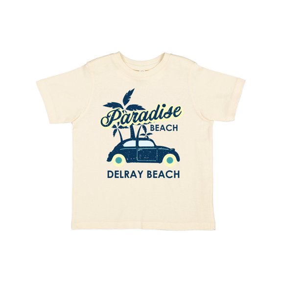 Inktastic Paradise Beach in Delray Beach with Palm Trees and Car Boys or Girls Toddler T-Shirt