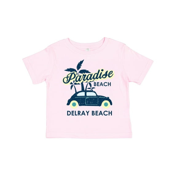 Inktastic Paradise Beach in Delray Beach with Palm Trees and Car Boys or Girls Toddler T-Shirt