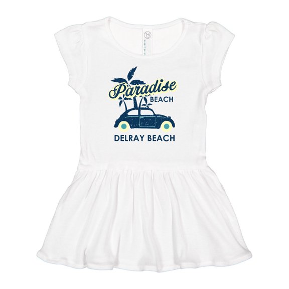 Inktastic Paradise Beach in Delray Beach with Palm Trees and Car Girls Baby Dress