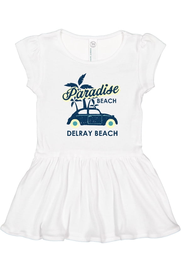 Paradise Beach in Delray Beach with Palm Trees and Car Girls Toddler Dress