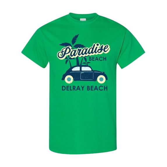 Inktastic Paradise Beach in Delray Beach with Palm Trees and Car T-Shirt
