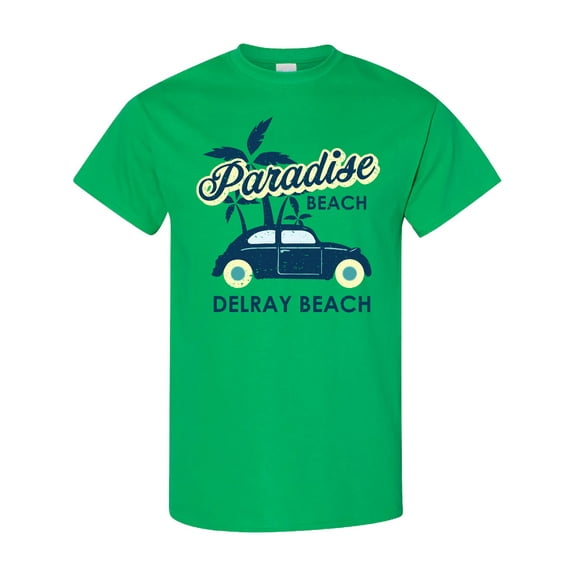Inktastic Paradise Beach in Delray Beach with Palm Trees and Car T-Shirt