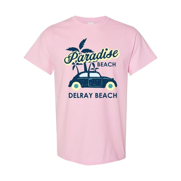 Inktastic Paradise Beach in Delray Beach with Palm Trees and Car T-Shirt