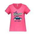 thumbnail image 1 of Inktastic Paradise Beach in Key West with Palm Trees and Car Women's Plus Size V-Neck T-Shirt, 1 of 4
