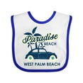 thumbnail image 1 of Inktastic Paradise Beach in West Palm Beach with Palm Trees and Car Boys or Girls Baby Bib, 1 of 4