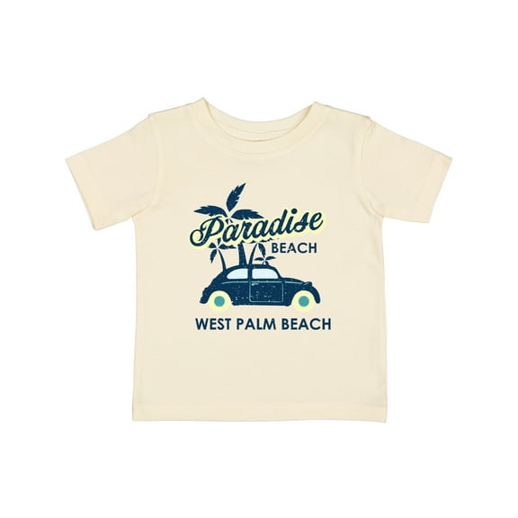 Inktastic Paradise Beach in West Palm Beach with Palm Trees and Car Boys or Girls Baby T-Shirt