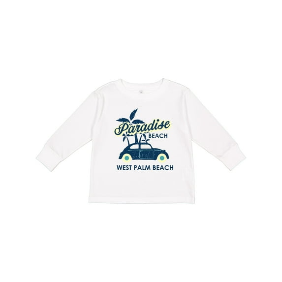 Inktastic Paradise Beach in West Palm Beach with Palm Trees and Car Boys or Girls Long Sleeve Toddler T-Shirt