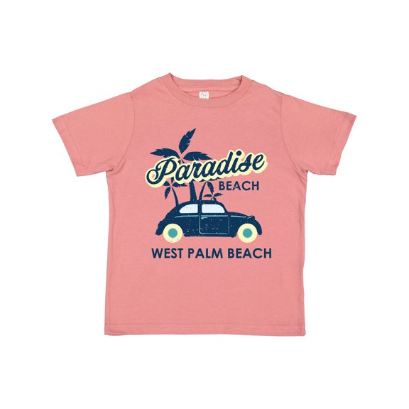 Inktastic Paradise Beach in West Palm Beach with Palm Trees and Car Boys or Girls Toddler T-Shirt