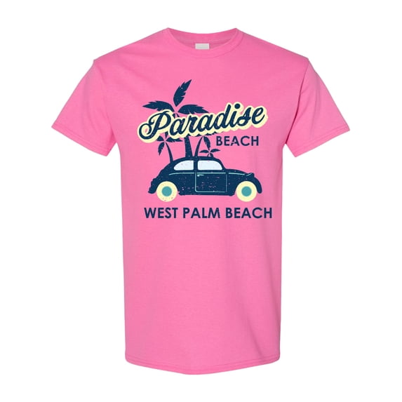 Inktastic Paradise Beach in West Palm Beach with Palm Trees and Car T-Shirt