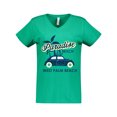 thumbnail image 1 of Inktastic Paradise Beach in West Palm Beach with Palm Trees and Car Women's V-Neck T-Shirt, 1 of 5