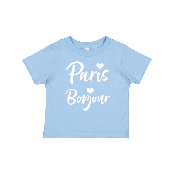 Inktastic Paris Bonjour with Hearts in White Text Boys or Girls Baby T-Shirt