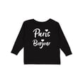 thumbnail image 1 of Inktastic Paris Bonjour with Hearts in White Text Boys or Girls Long Sleeve Toddler T-Shirt, 1 of 5