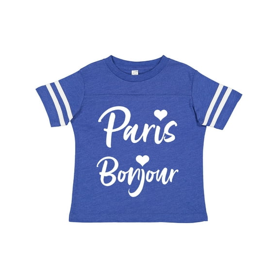 Inktastic Paris Bonjour with Hearts in White Text Boys or Girls Toddler T-Shirt