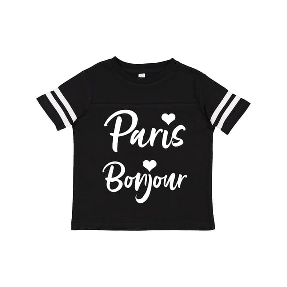 Inktastic Paris Bonjour with Hearts in White Text Boys or Girls Toddler T-Shirt